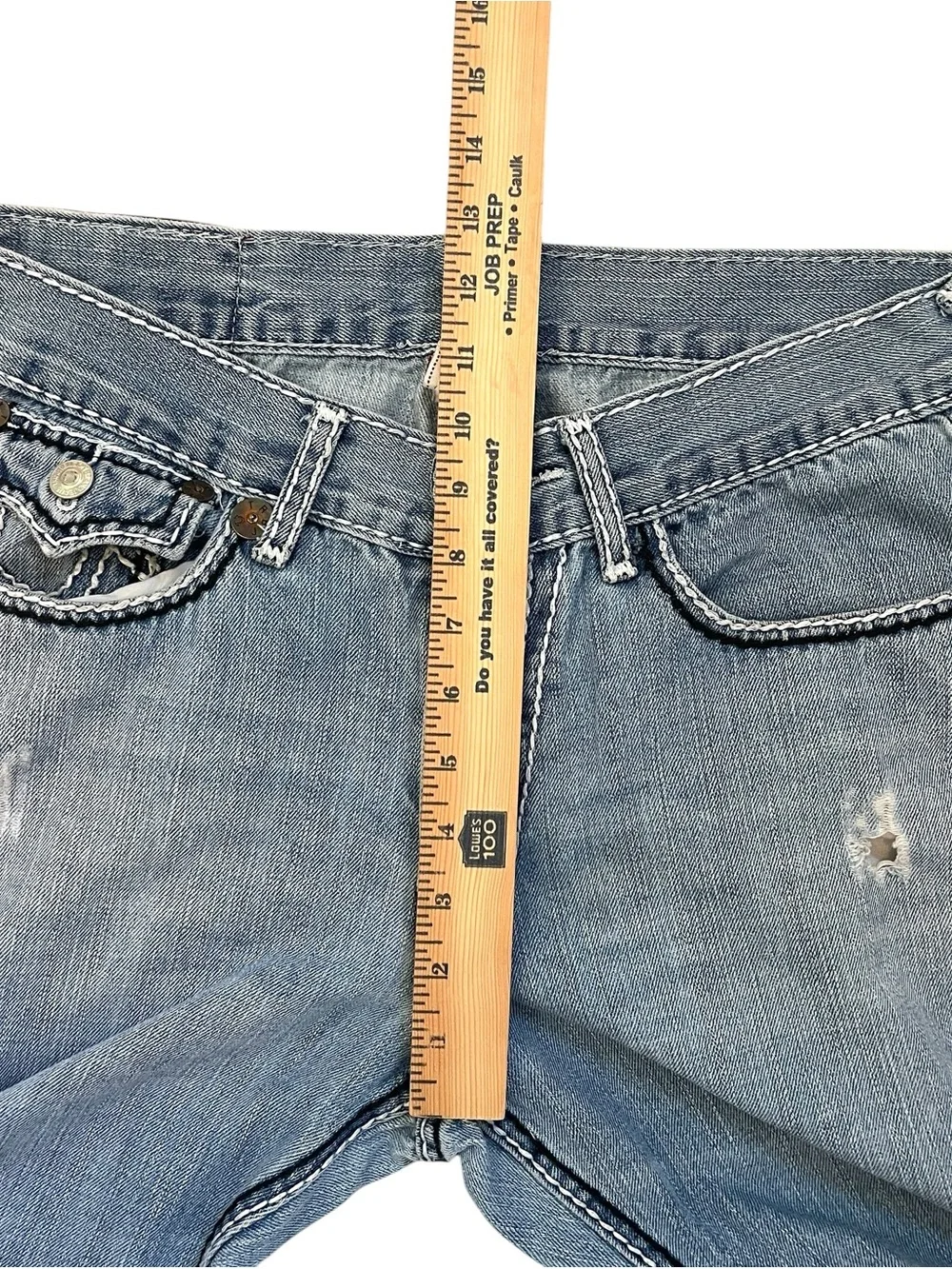 True Religion Joey Super T Jeans 34x30 Light Wash Bootcut USA Contrast Stitch